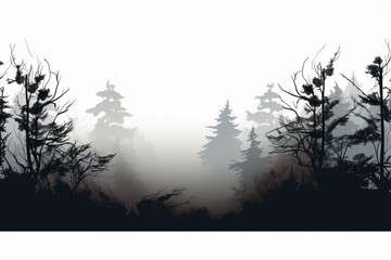 Gloomy silhouette of forest thickets
