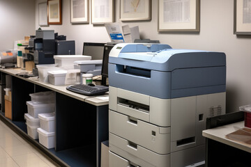 Photocopy machines, Printer in printing room at office.