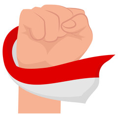 Indonesia flag on hand vector illustration