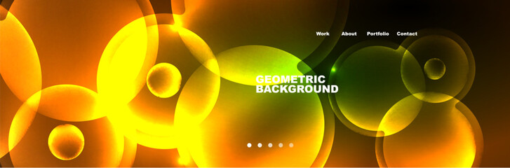 Shiny neon circles and bubbles, dark abstract background with blurred magic neon light, wallpaper design