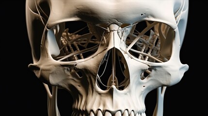 X-ray of the zygomatic bone and eye sockets, CAT scan, showing the structure of the skull around the eyes.
