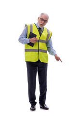 Fototapeta premium Old male architect isolated on white