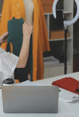 Online seller owner. Online shopping. Business Start up SME concept. Young startup entrepreneur small business owner working at home, packaging and delivery situation.