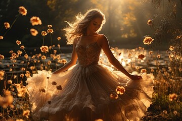 Portrait beautiful women posing in nature,Generated with AI