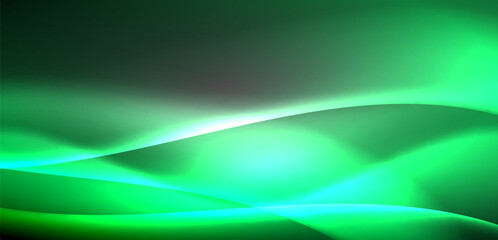 Neon-lit waves surge across background, mesmerizing dance of luminescence and motion. Dynamic backdrop captures essence of energy and modern aesthetics