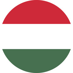 Simple icon of hungary flag in round or circle shape on transparent background