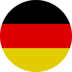 Simple icon of german flag in round or circle shape on transparent background