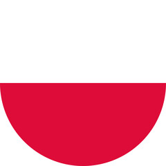 Polish flag or poland flag simple icon in round or circle shape