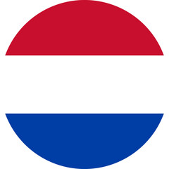 Simple icon of the Netherland flag in round or circle shape