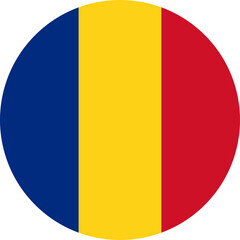 Fototapeta premium Romanian flag simple icon in round or circle shape on transparent background
