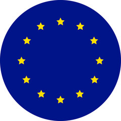 Simple icon of european union flag in round or circle shape