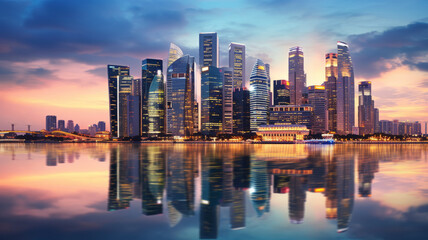 Singapore city skyline at dusk generative ai