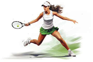 Naklejka premium Lady Tennis Star Vector Sketch During Match Play