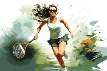 Female Tennis Player Vector for Sports Graphics
