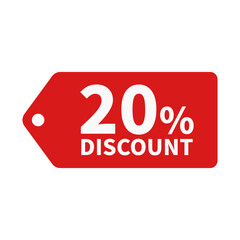 20 Discount In Red Hanging Tag Shape For Sale Promotion Business
