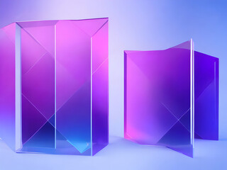 3D abstract neon light blue purple glowing geometric background
