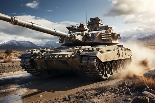 Battle tanks drive crosses in the desert, Military or army special operation, Generated with AI