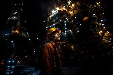 Oil Rig Worker: An oil rig worker operates heavy machinery on a remote and hazardous offshore platform.Generated with AI