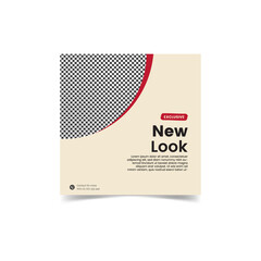 Editable square banner template. Red and off-white background color with stripe line shape. Suitable for social media posts, Instagram, Facebook, and web internet ads. Elevate Your Feed.