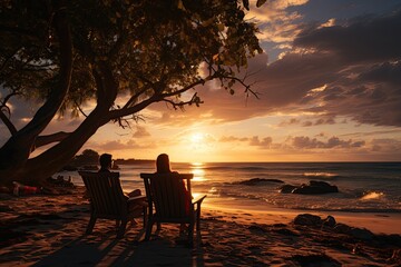 Obraz premium People relaxing on the stunning beaches of the Maldives.Generated with AI