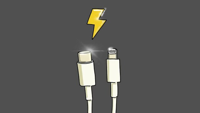 lightning and USB-C charge cables on opposite sides of an Apple iPhone