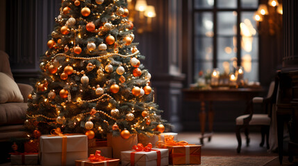 A beautifully decorated Christmas tree