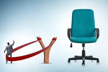 Career concept with businessman launched from slingshot