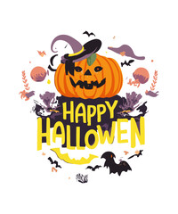 Halloween Background With Pumpkin