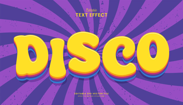 decorative disco retro editable text effect vector design