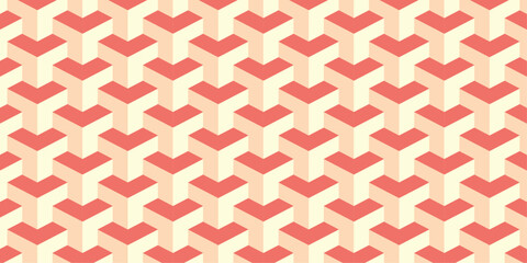 Y-shape seamless geometric pink pattern. Colorful 3D background