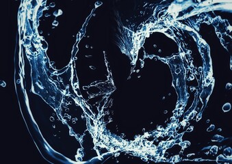 抽象的な青い波と水しぶき - obrazy, fototapety, plakaty