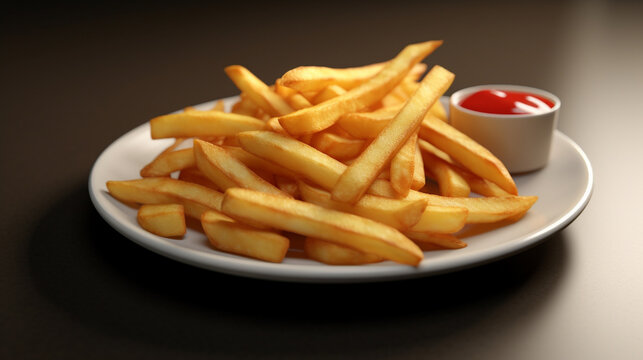 french fries on a plate UHD wallpaper Stock Photographic Image
