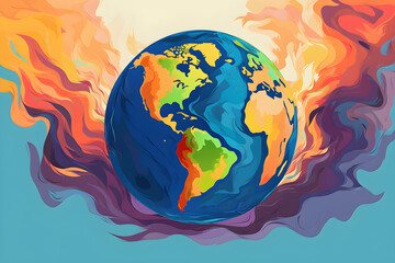 painterly planet earth globe illustration