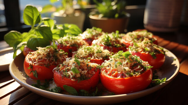 tomato and basil salad UHD wallpaper Stock Photographic Image
