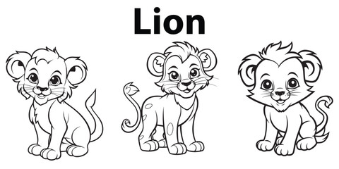 Cute and Happy Lion Coloring Page Design