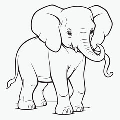 Elephant cartoon Lineart illustration
