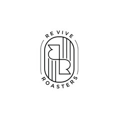 Simple line art based RR logo design for classic and minimal business.
