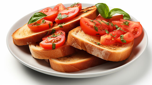 bruschetta with tomatoes and basil UHD wallpaper Stock Photographic Image
