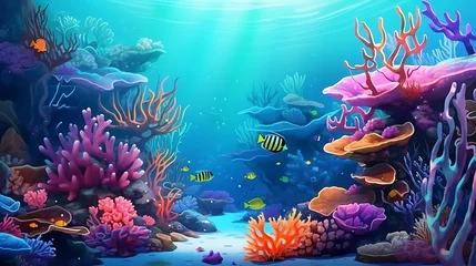 Fotobehang beautiful seabed background. Beauty coral reefs and fish, AI generative © growth.ai