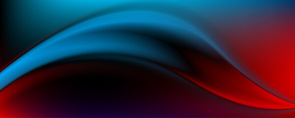 Blue and red soft smooth wave abstract elegant background. Vector banner design