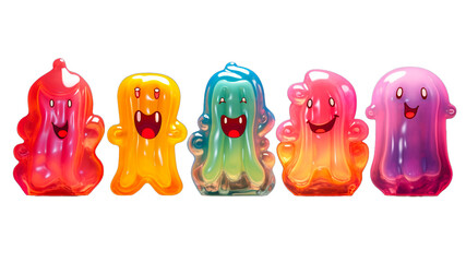 cute slime blob alien character with face isolated PNG series