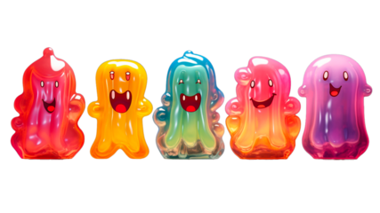 cute slime blob alien character with face isolated PNG series