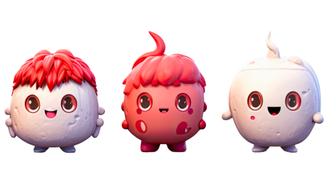 cute funny blob characters isolated PNG series - Powered by Adobe