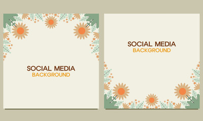 social media post background with natural floral ornament. Suitable for social media post, banner design and internet ads.