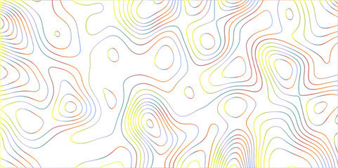 Abstract white colorful gradient Topographic line map pattern background. Contour elevation topographic and textured Background Modern design with White background with topographic wavy patte.