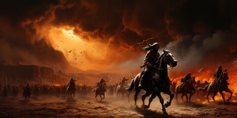 Fototapeta premium Charging Cavalry in Battle 