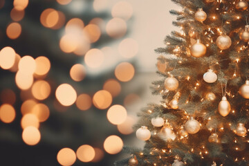 Obraz na płótnie Canvas Beautiful Christmas defocused blurred background with Christmas tree lights
