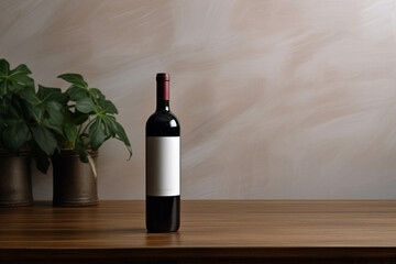blank bottle of red wine, minimalistic mockup style
