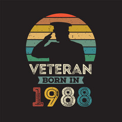 Veteran born in 1988 vector vintage style Veteran day design vector