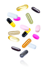 Medicine capsule pill isolated on white